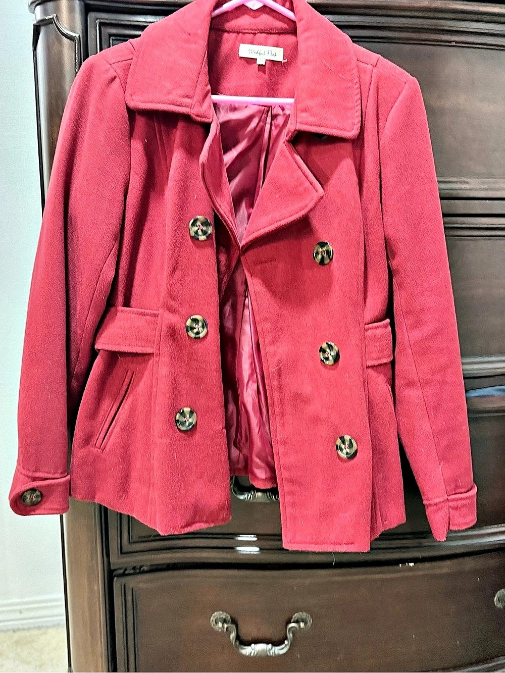 Wishful Park Women's Pea Coat in Pink Size Medium Like New